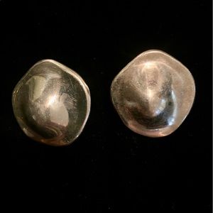 Sterling silver freeform button pierced earrings